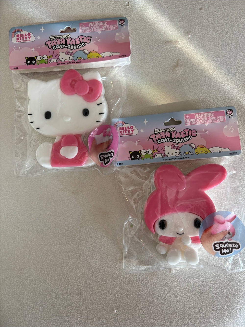 Hello Kitty & My Melody Pink White Sanrio Squishy Duo